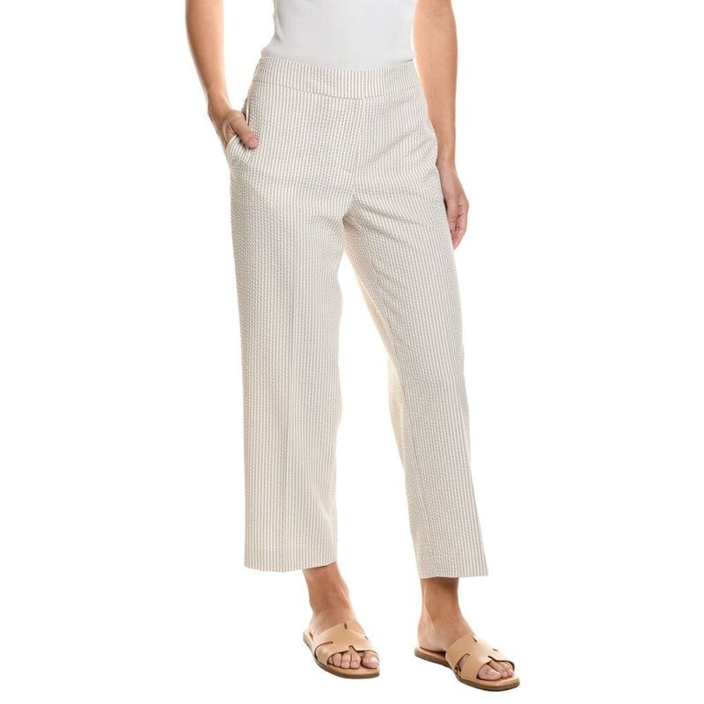 Jones New York Womens  Straight Crop Seersucker Pant, Brown